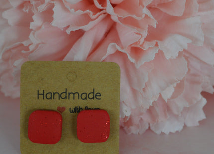 Harmony studs - Shiny Red Glitter