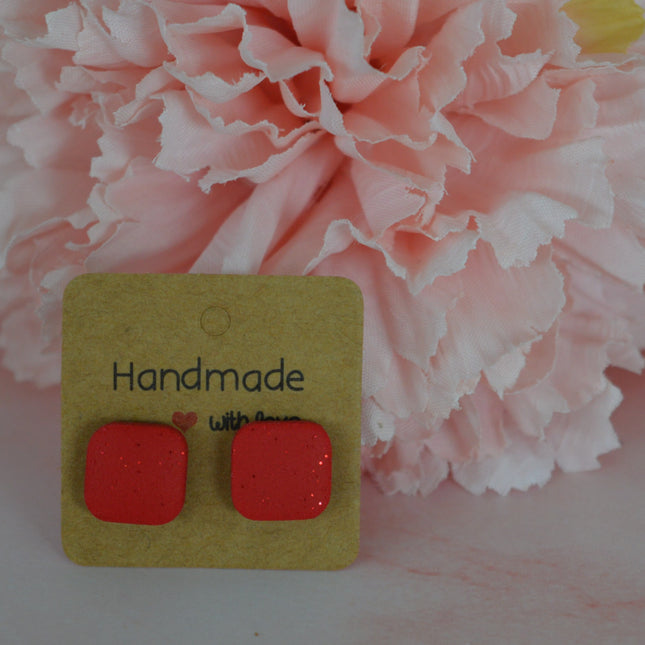 Harmony studs - Shiny Red Glitter