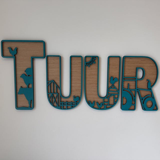 Houten letters - boerderij - 2 lagen