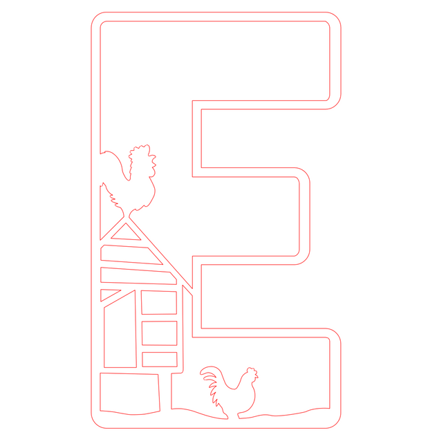 Letter E - boerderij (2 lagen)