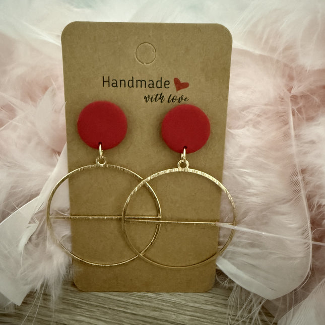 Holiday Bauble Hoops - red