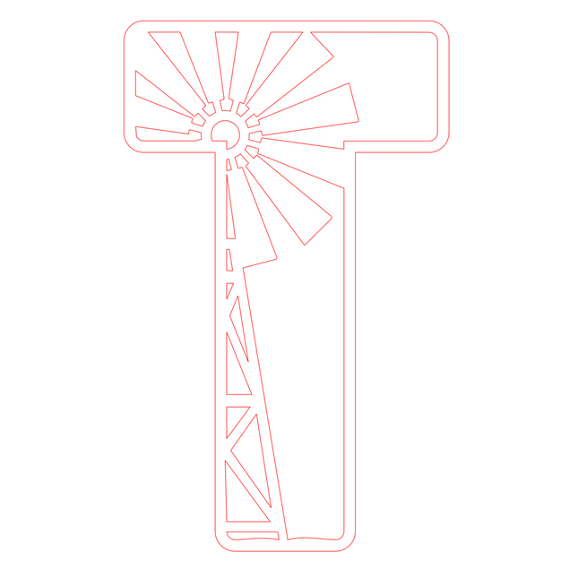 Letter T - boerderij (holle letter)