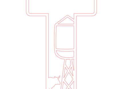 Letter T - boerderij (holle letter)